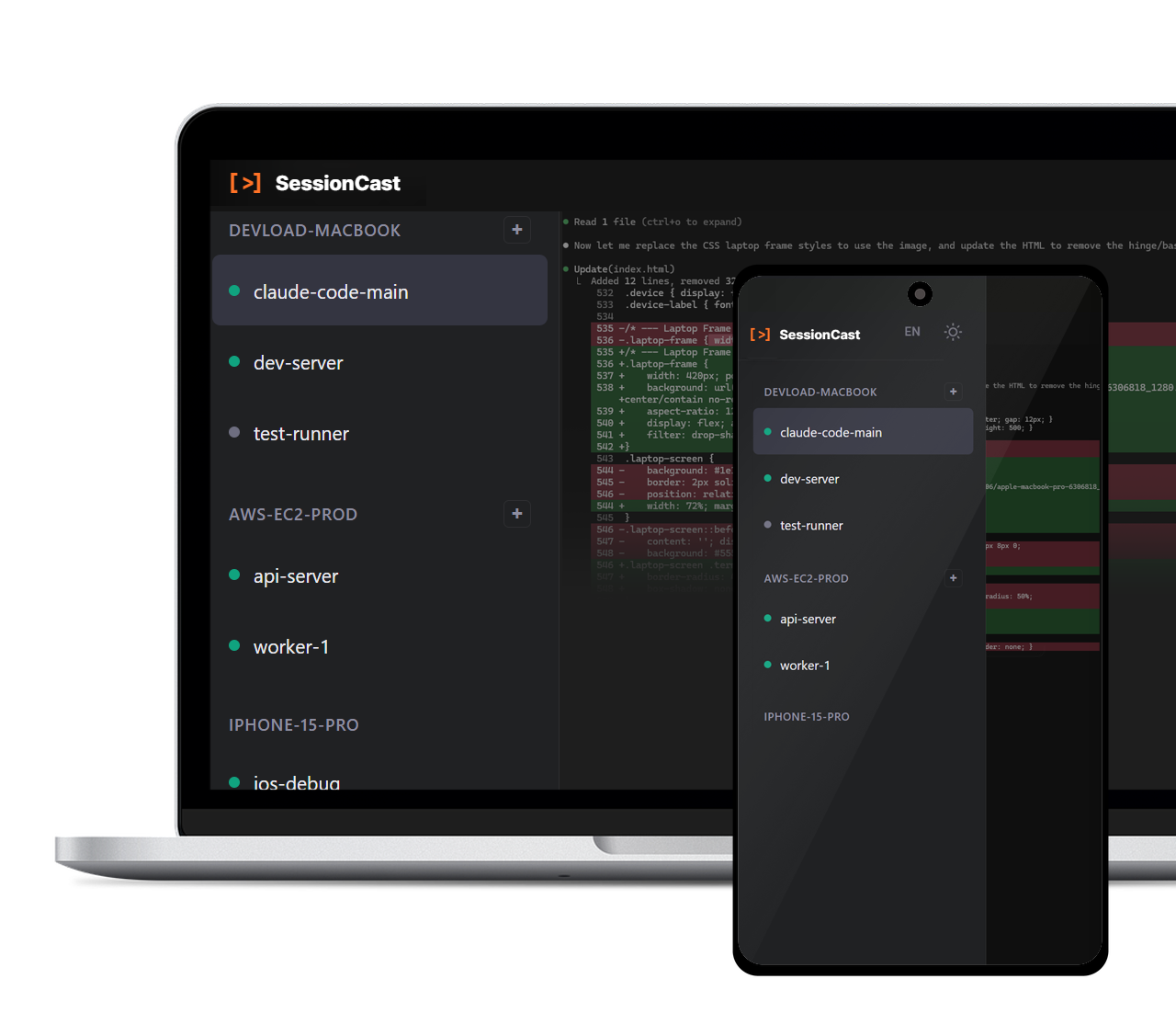 SessionCast Demo - Laptop and Mobile