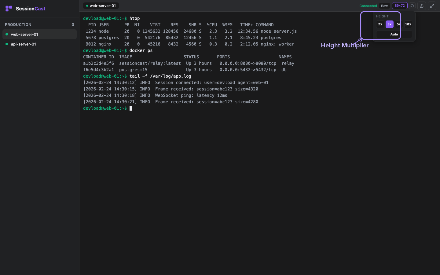 Height multiplier popover with 3x selected